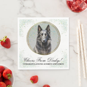 Belgiska Sheepdog Bröllop Napkins with Hundar Phot Pappersservett