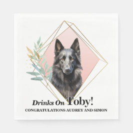 Belgiska Sheepdog Bröllop Napkins with Hundar Phot Pappersservett