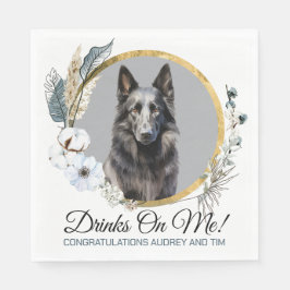 Belgiska Sheepdog Bröllop Napkins with Hundar Phot Pappersservett