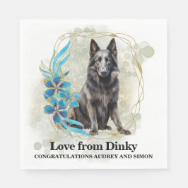 Belgiska Sheepdog Bröllop Napkins with Hundar Phot Pappersservett
