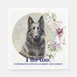 Belgiska Sheepdog Bröllop Napkins with Hundar Phot Pappersservett
