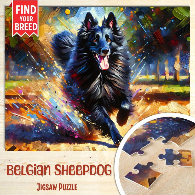 Belgiska Sheepdog Hund Porträtt Acrylic Art Print Pussel (Skapare uppladdad)