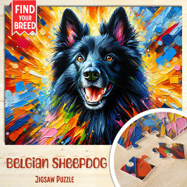 Belgiska Sheepdog Hund Porträtt Acrylic Art Print Pussel