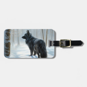 Belgiska Sheepdog Låt det snöa jul Bagagebricka