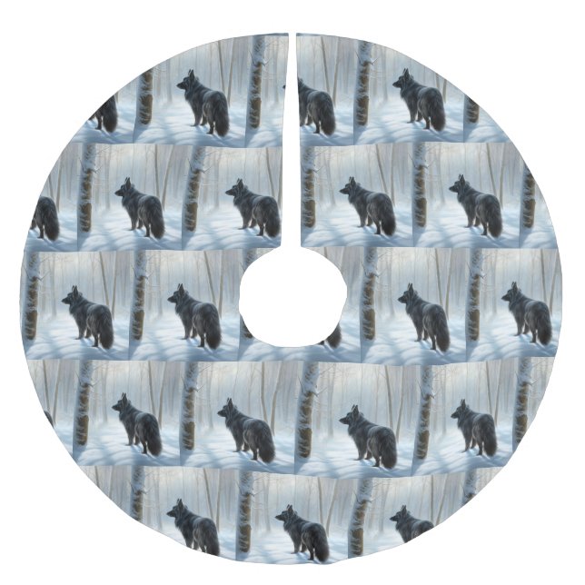 Belgiska Sheepdog Låt det snöa jul Julgransmatta Borstad Polyester (Framsidan)