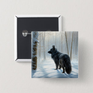 Belgiska Sheepdog Låt det snöa jul Knapp