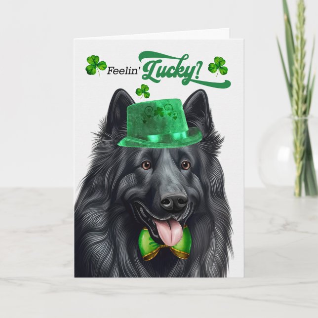 Belgiska Sheepdog Lucky St patrick's day Helgkort (Framsida)