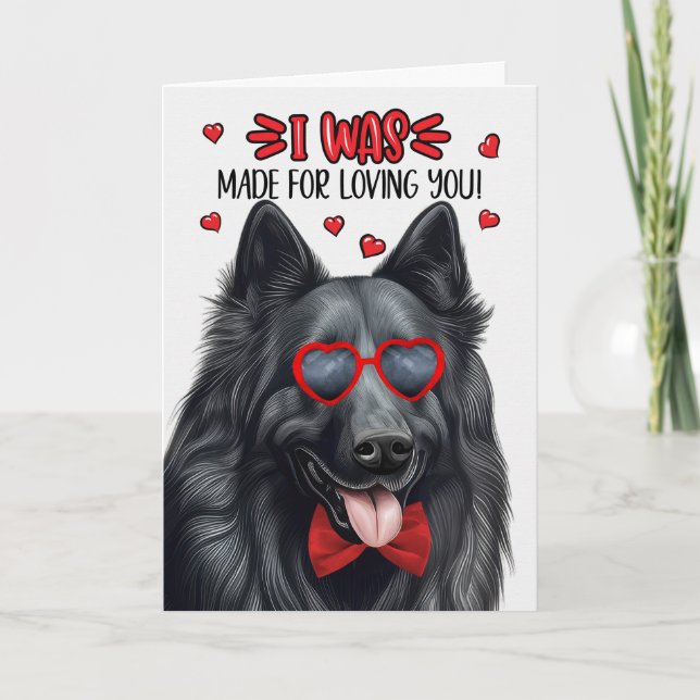 Belgiska Sheepdog Made for Loving You Valentine Helgkort (Framsida)