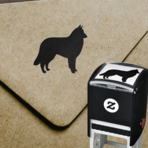 Belgiska Sheepdog Silhouette Self-Inking Frimärke Självfärgande Stämpel