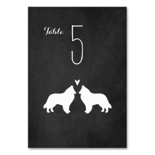 Belgiska Sheepdog Silhouettes Wedding Reception Bordsnummer