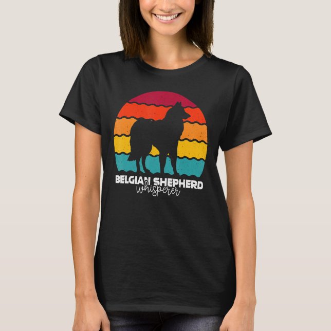 Belgiska Sheepdog Whisperer Retro T Shirt (Framsida)