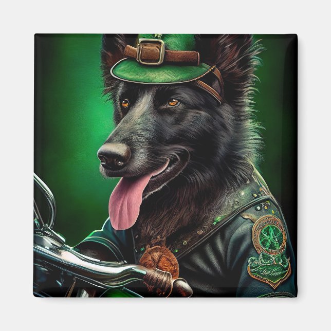 Belgiska Shepherd-cykeln St. Patrick's Day Magnet (Framsidan)