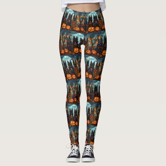 Belgiska Shepherd Halloween Spooky Leggings (Framsida)