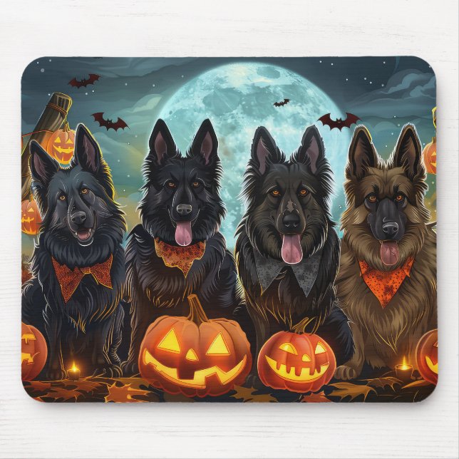Belgiska Shepherd Halloween Spooky Musmatta (Framsidan)