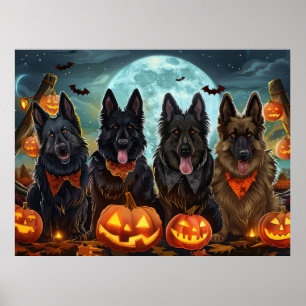 Belgiska Shepherd Halloween Spooky Poster