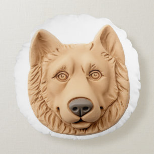 Belgiska shepherd Hund 3D Inspired Rund Kudde