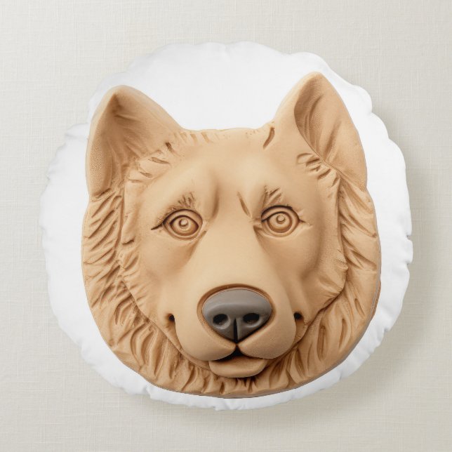 Belgiska shepherd Hund 3D Inspired Rund Kudde (Framsidan)