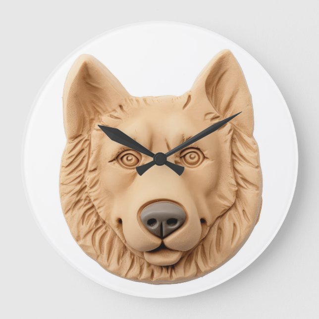 Belgiska shepherd Hund 3D Inspired Stor Klocka (Framsida)