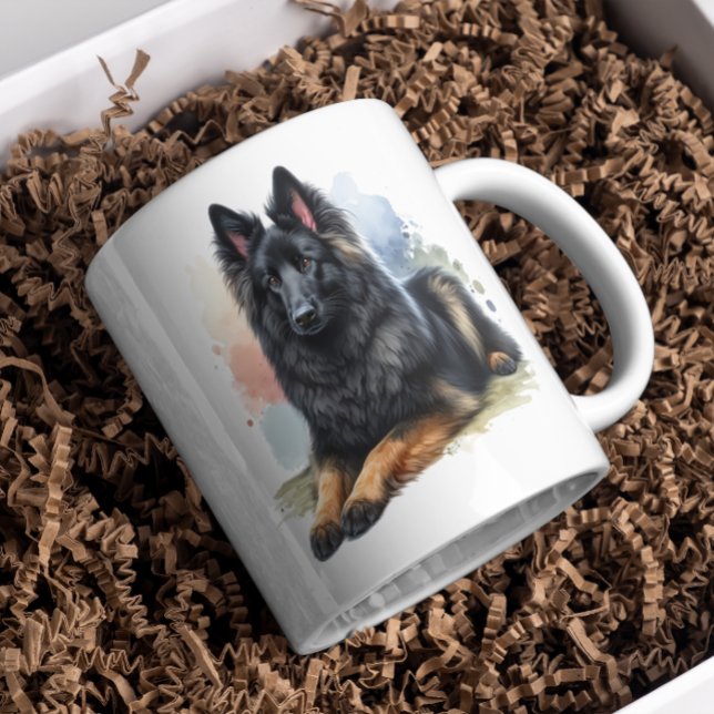 Belgiska Shepherd Hund in Watercolor Kaffemugg (Skapare uppladdad)
