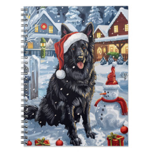 Belgiska shepherd Hund Winter Wonderland jul Anteckningsbok