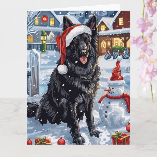 Belgiska shepherd Hund Winter Wonderland jul Kort (Orkide)
