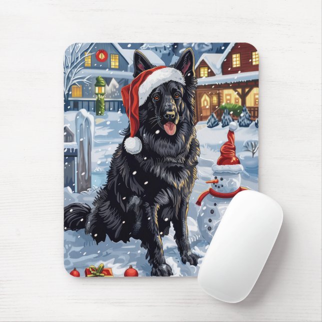 Belgiska shepherd Hund Winter Wonderland jul Musmatta (Med mus)