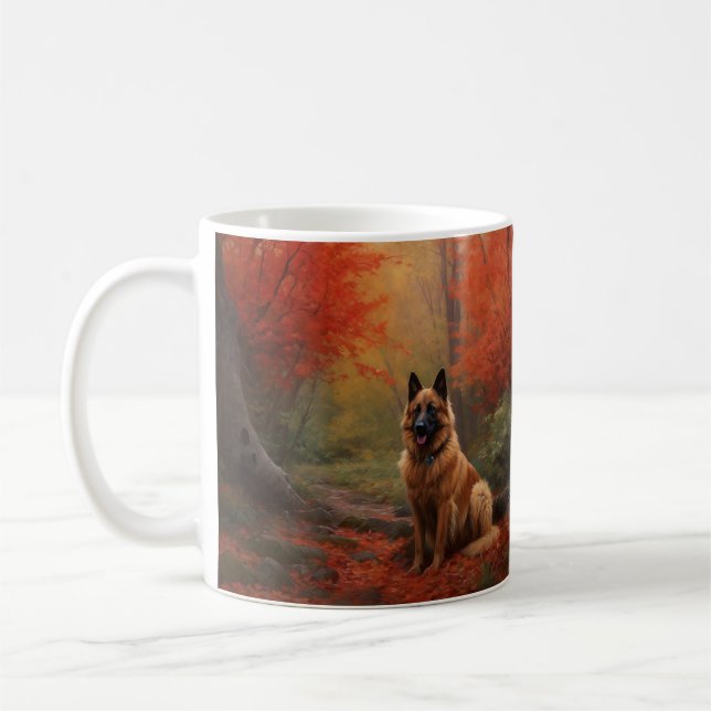 Belgiska shepherd i Höst löv Fall Inspire Kaffemugg (Vänster)
