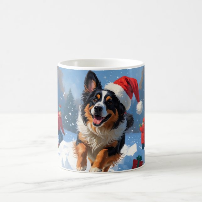 Belgiska shepherd jul Festive Snö Scene Kaffemugg (Center)