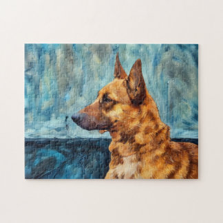 Belgiska Shepherd Porträtt Puzzle Pussel