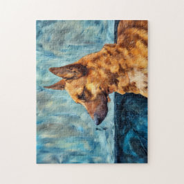 Belgiska Shepherd Porträtt Puzzle Pussel