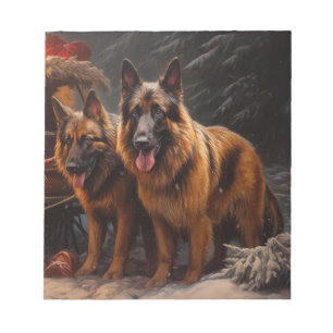 Belgiska shepherd Snowy Sleigh-juldekan Anteckningsblock