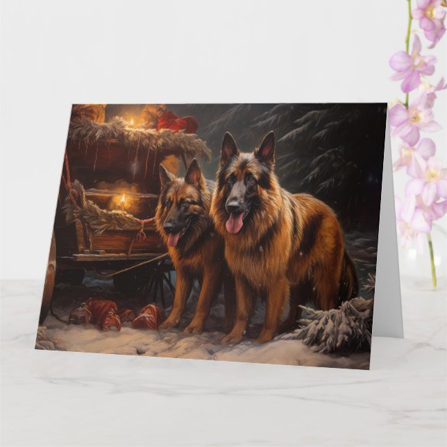 Belgiska shepherd Snowy Sleigh-juldekan Kort (Orkide)