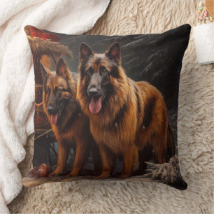 Belgiska shepherd Snowy Sleigh-juldekan Kudde
