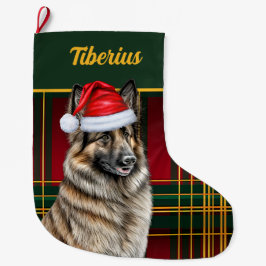 Belgiska Tervuren Helgdag Play med Hund Namn Stor Julstrumpa