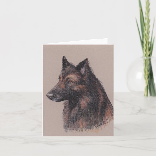Belgiska tervuren Hund Art Note Card med kuvert Kort (Framsida)