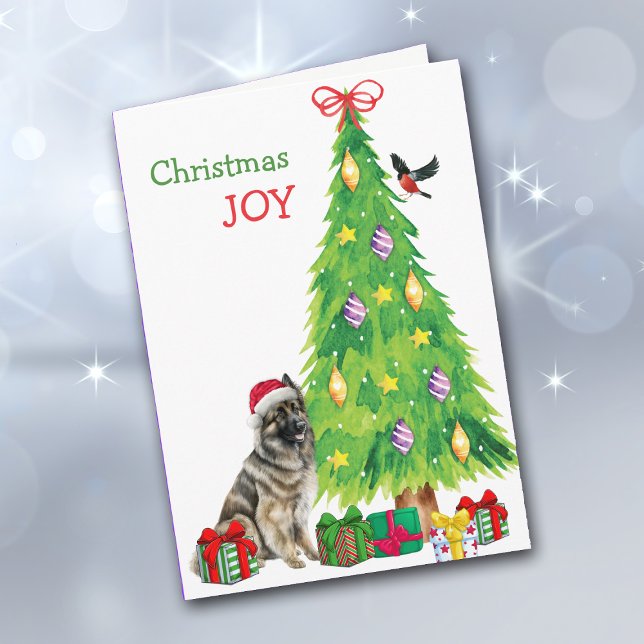 Belgiska Tervuren Hund, Bird och Julgran Helgkort (Skapare uppladdad)