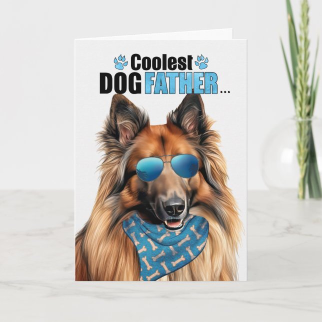 Belgiska Tervuren Hund Coolest Pappa All Fars dag Helgkort (Framsida)