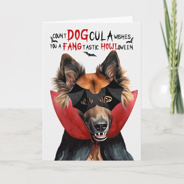 Belgiska Tervuren Hund Funny Count DOGcula Hallowe Helgkort (Framsida)