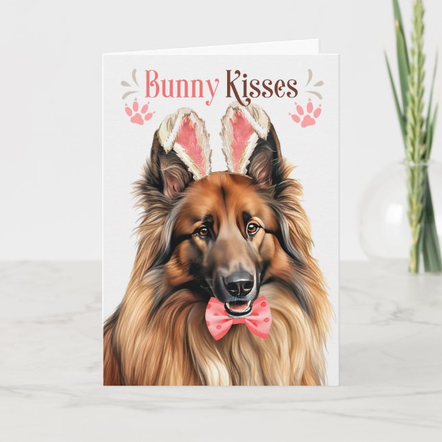 Belgiska Tervuren Hund i Bunny Öron för Påsk Helgkort (Framsida)
