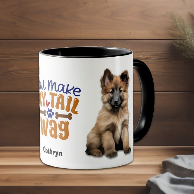 Belgiska Tervuren Hund Puppy du gör mitt Svan Wag Mugg (Skapare uppladdad)