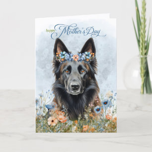 Belgiska Tervuren Hund Wildblomma Mors dag Helgkort
