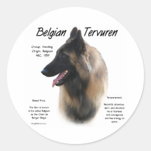 Belgiska Tervuren Meet the Breed - Sticker Runt Klistermärke