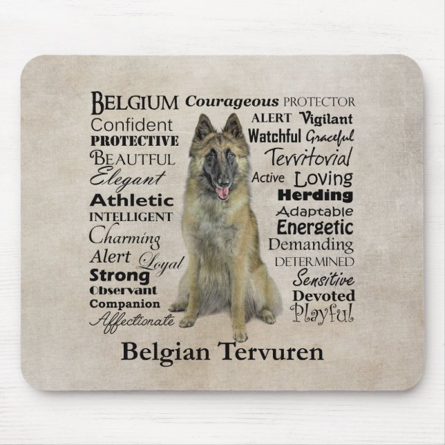 Belgiska Tervuren Mousepad Musmatta (Framsidan)