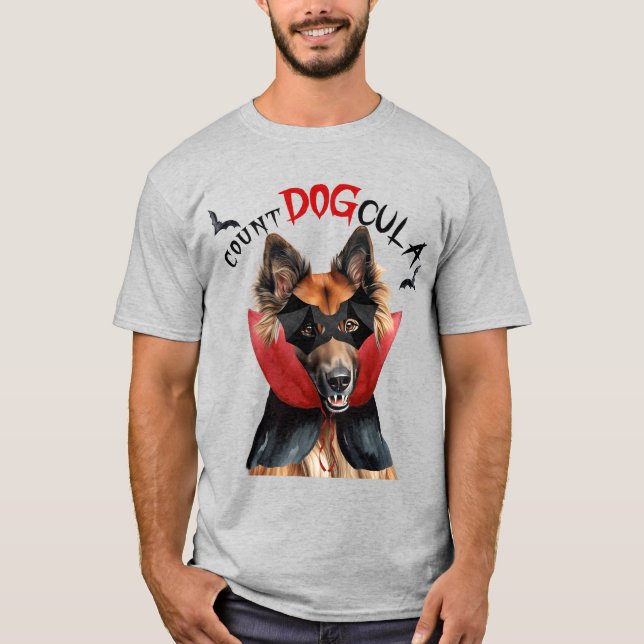 Belgiska Tervuren Vampire Hund Funny Halloween T Shirt (Framsida)