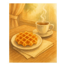 Belgiska våffle- och kaffePoster - Mysiga caféscen
