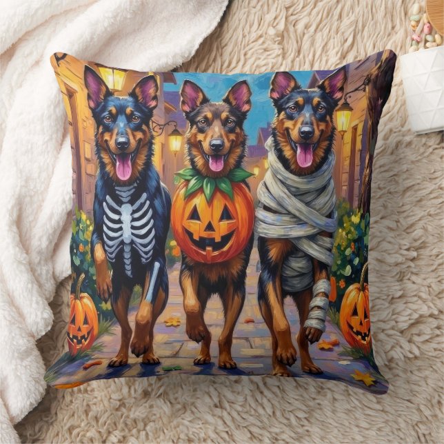Belgiska vallhundar som trick-or-treatar på Hallow Kudde (Filt)