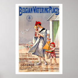 Belgiska vatten i Ställe Vintage resor Poster