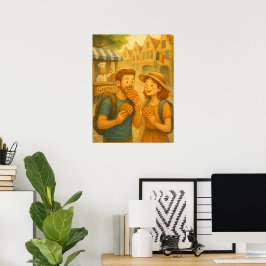 Belgiska Waffle Äventyr - Mysigt reseaffisch Poster
