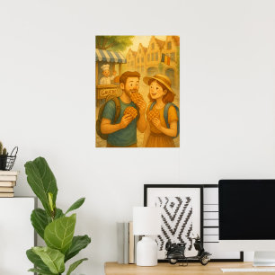 Belgiska Waffle Äventyr - Mysigt reseaffisch Poster