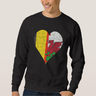 Belgiska Welsh Flagga Heart Lång Ärmad Tröja
